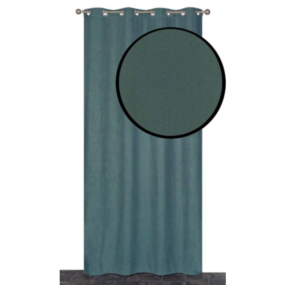Rideau thermique à oeillets velours frappé vert 140x240cm