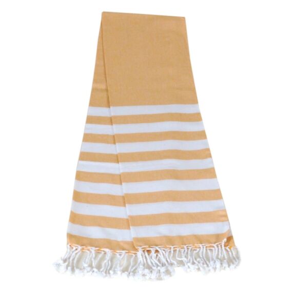 Fouta rayée avec franges 90x180 cm moutarde