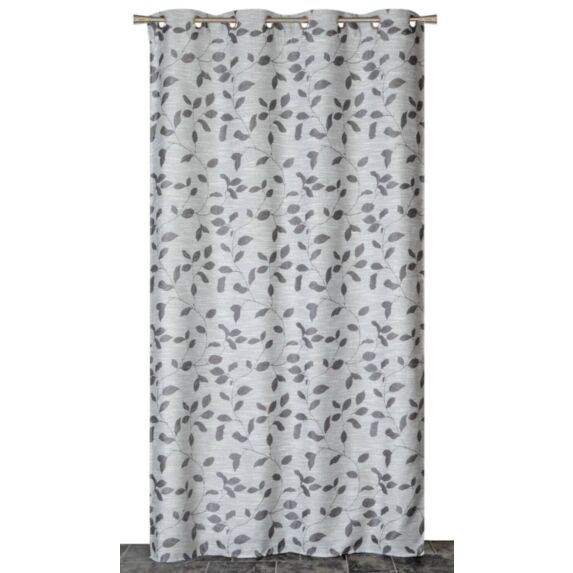 Rideau jacquard floral gris 140 x 240 cm - CARPENTIER