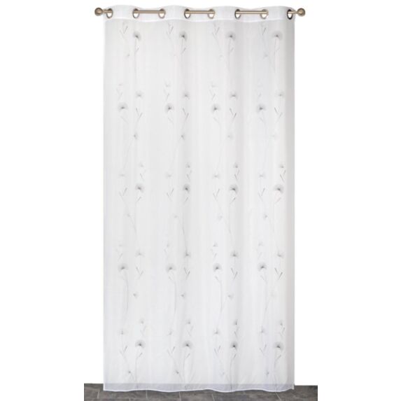Voilage brodé 140x240cm gris polyester - DYLREV
