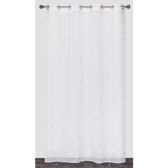 Voilage œillets étamine impression métal blanc 140x240cm