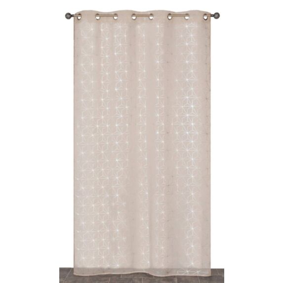 Voilage œillets étamine impression métal lin 140x240cm