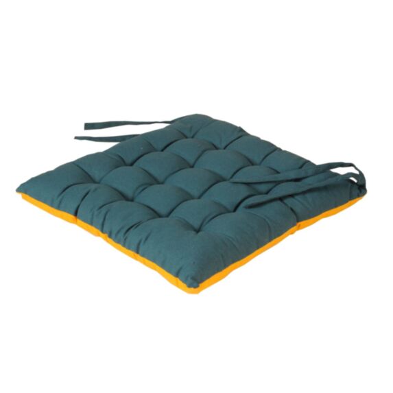 Coussin de chaise carré bicolore 40x40cm bleu canard