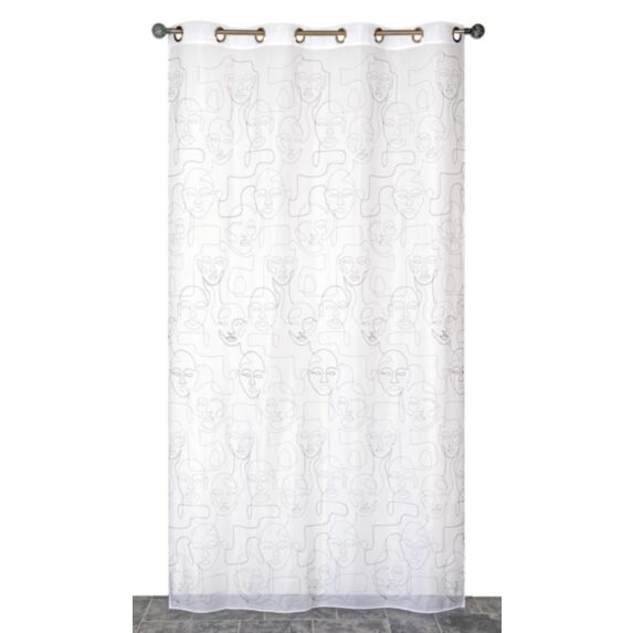 Voilage œillets étamine brodée blanc 140x240cm