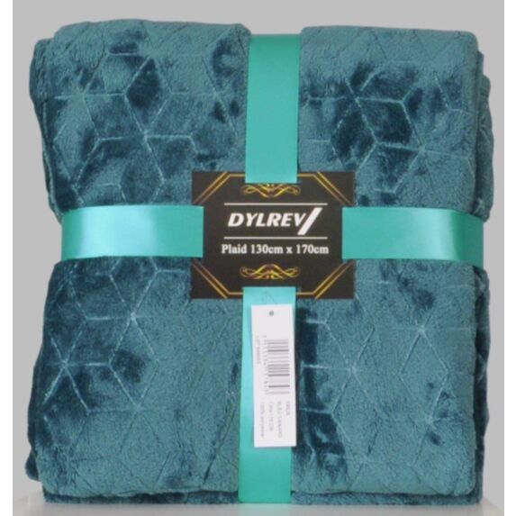 Plaid polaire jacquard 130x170cm bleu canard