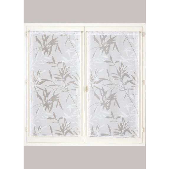 Paire de vitrages dévoré imprimé blanc 60x90cm