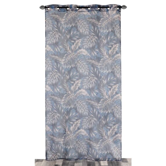 Voilage étamine imprimée bleu 140x240cm