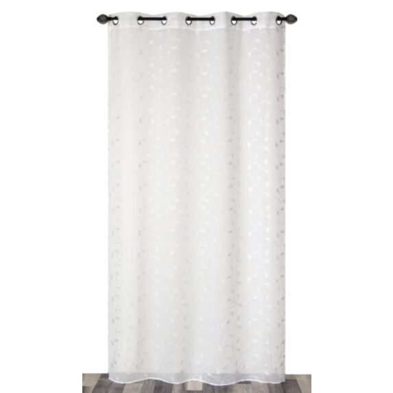 Voilage œillets étamine brodée fil lurex blanc 140x240cm