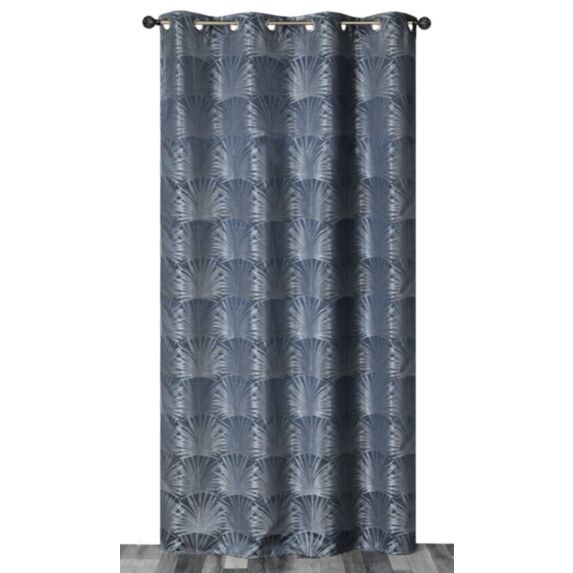 Rideau oeillets lourd jacquard bleu 140x240cm