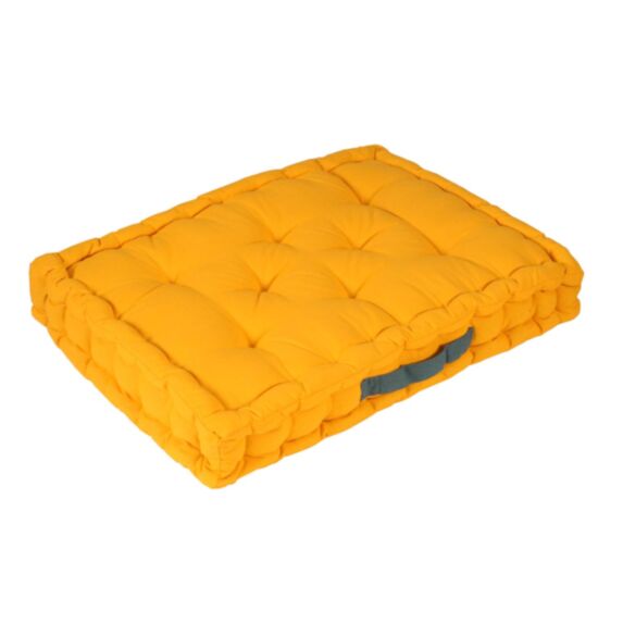 Coussin de sol carré 60x40cm moutarde/bleu canard