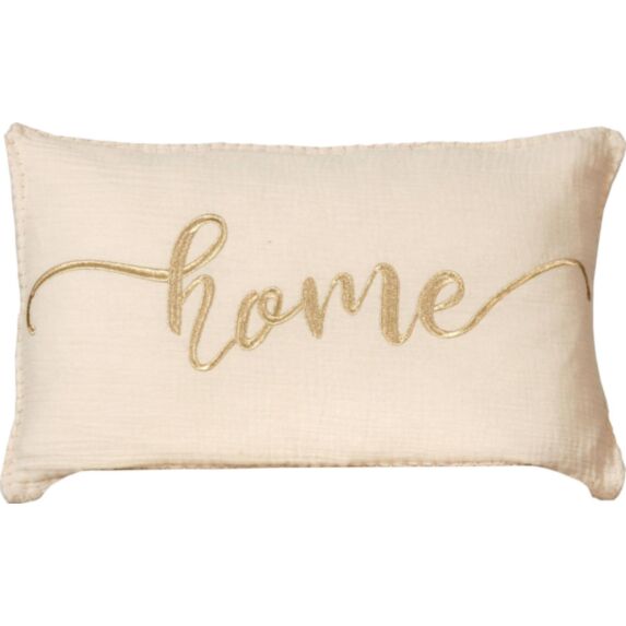 Coussin garni brodé home beige 30x50cm