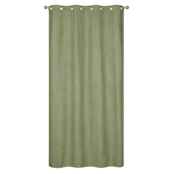 Rideau Suede isolant thermique 140x240cm vert thé œillets métal - DYLREV