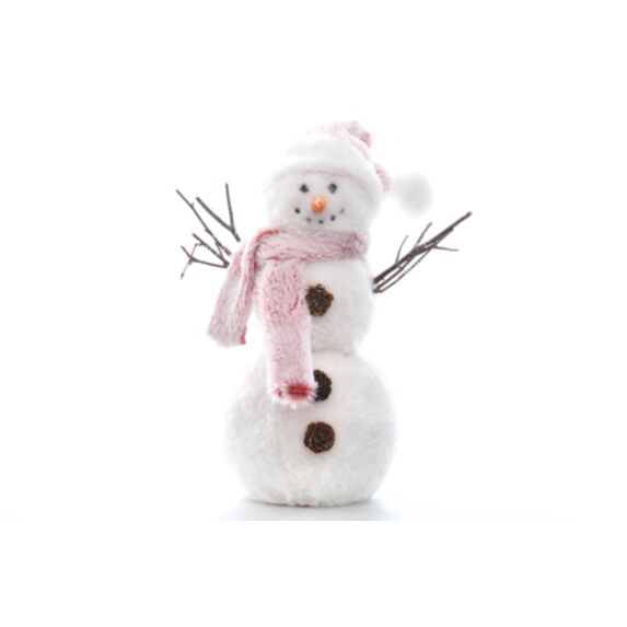 Bonhomme de neige bonnet/écharpe rose 42cm