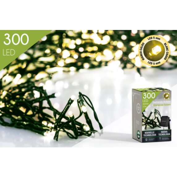 Guirlande solaire extérieur 300 LED- blanc chaud