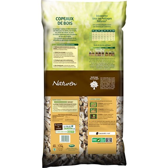 Paillage Copeaux de bois Naturel 10-40mm 40L - NATUREN
