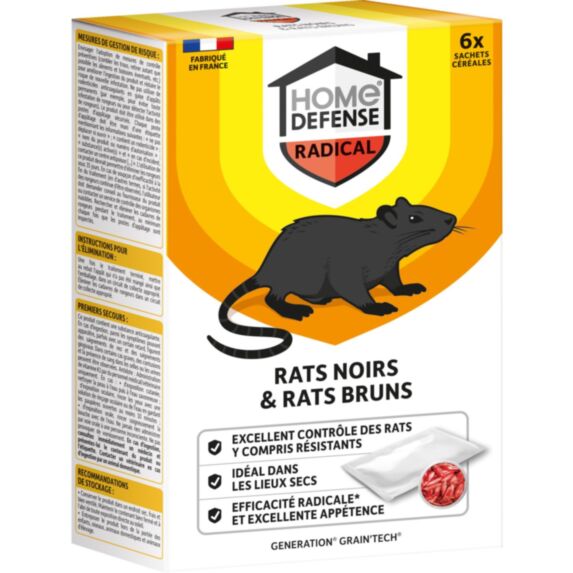Appâts céréales Rats noirs & rats bruns 150g - HOME DEFENSE