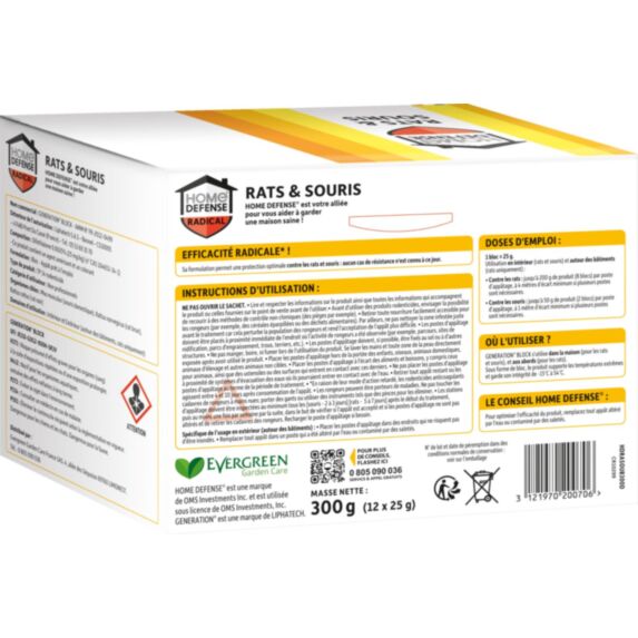 Blocs rats & souris 300g - HOME DEFENSE