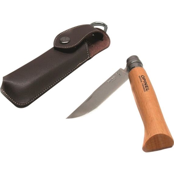 Couteau N°08 inox/hêtre avec étui - OPINEL