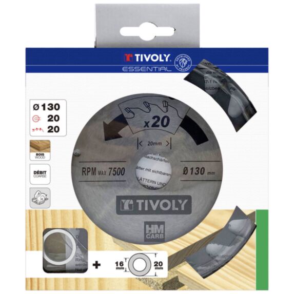 Lame de scie circulaire pour bois/plâtre Ø130 mm - TIVOLY