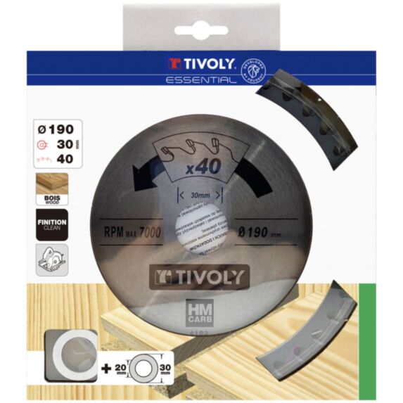 Lame de scie circulaire pour bois dur/stratifié/parquet Ø190 mm - TIVOLY