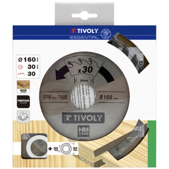 Lame scie circulaire bois Ø160 mm/30 dents alésage 30-20mm