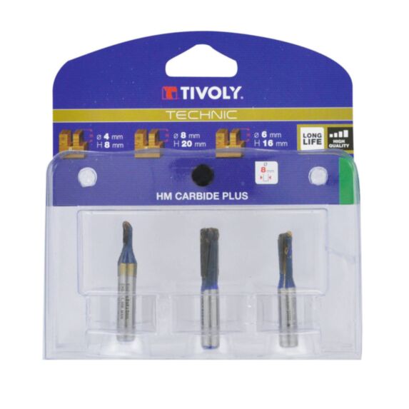 3 fraises à rainer droit  D4-6-8mm queue 8mm  - TIVOLY