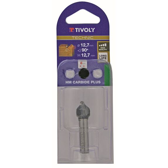 Fraise à rainurer en v ø 12.7mm queue 8mm