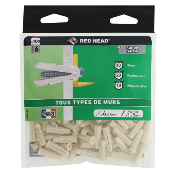 SACHET DE 100 GRAPEX D6X25MM 