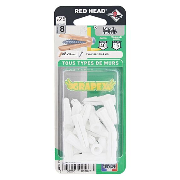 Sachet de GRAPEX Ø8x33mm RED HEAD 