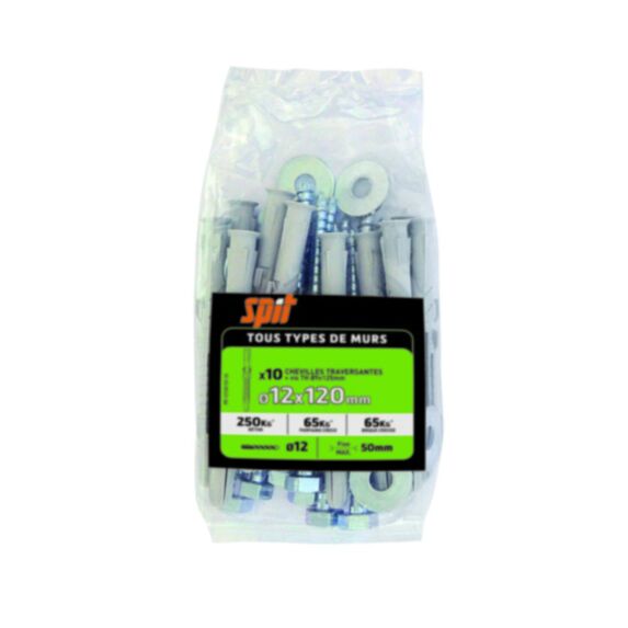 10 chevilles rallongées D12x120 + TH SPIT - RED HEAD