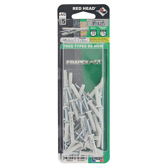 40 Chevilles Frapex M Ø5x25mm - RED HEAD
