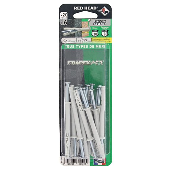 20 Chevilles Frapex M De Ø6x70mm - RED HEAD
