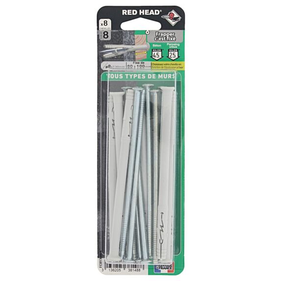 8 Chevilles Frapex M Ø8x130mm - RED HEAD