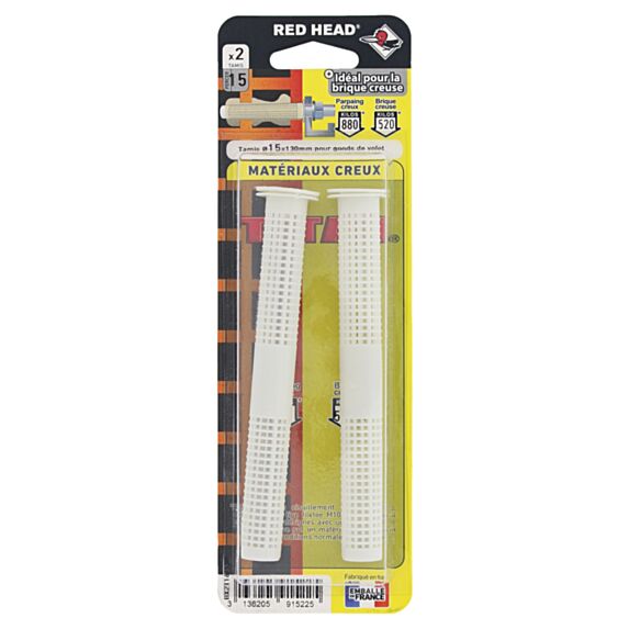 Blister de 2 tamis Ø15x130mm pour gonds de volet RED HEAD