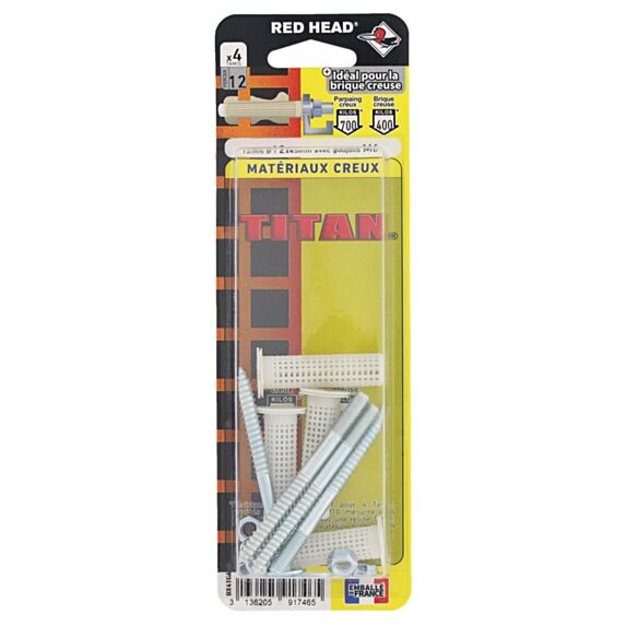 4 tamis Ø12x45mm + 4 goujons M6