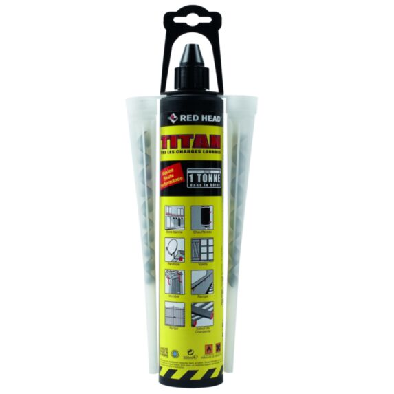 Cartouche TITAN de 300ml ton gris + 2 buses RED HEAD 