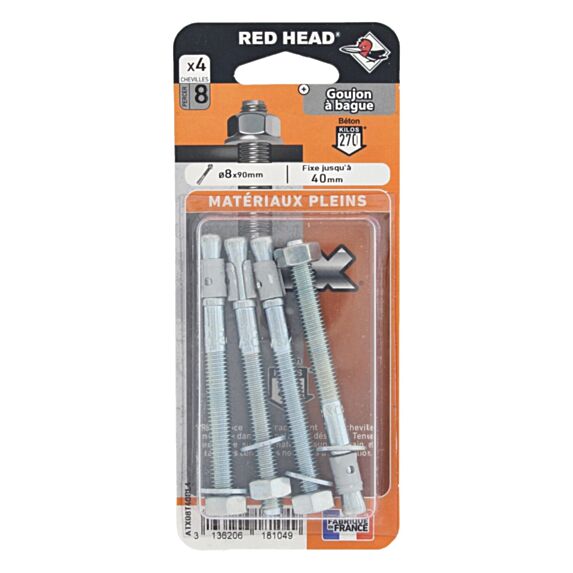 4 Chevilles ATX Ø8x90mm - RED HEAD