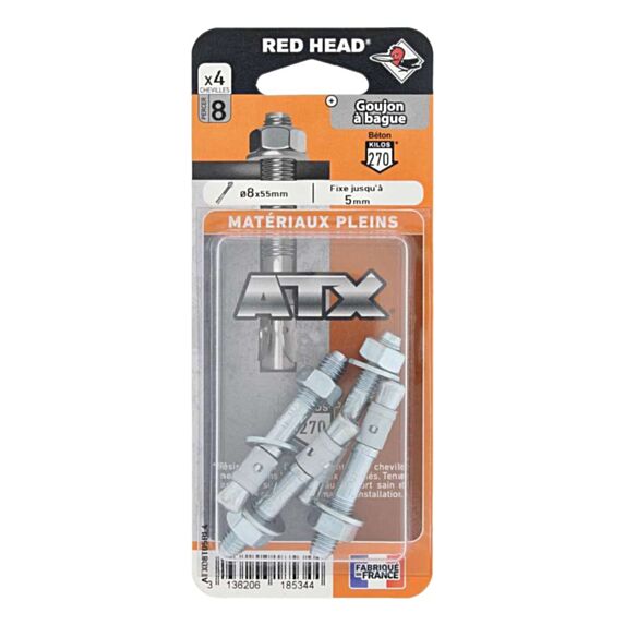 4 Chevilles ATX Ø8x55mm - RED HEAD