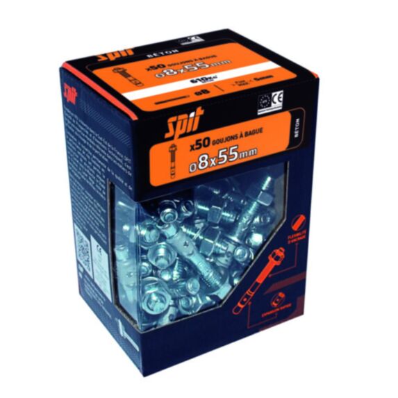 50 goujons à bague 3 Ø8x55mm - SPIT