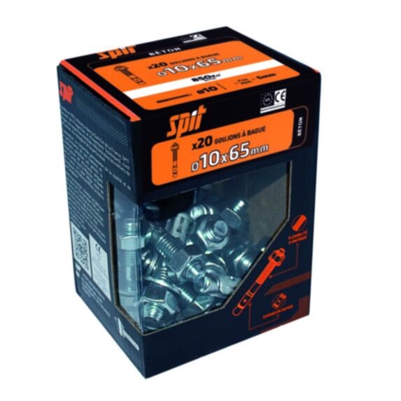 20 goujons à bague 3 Ø10x65mm - SPIT