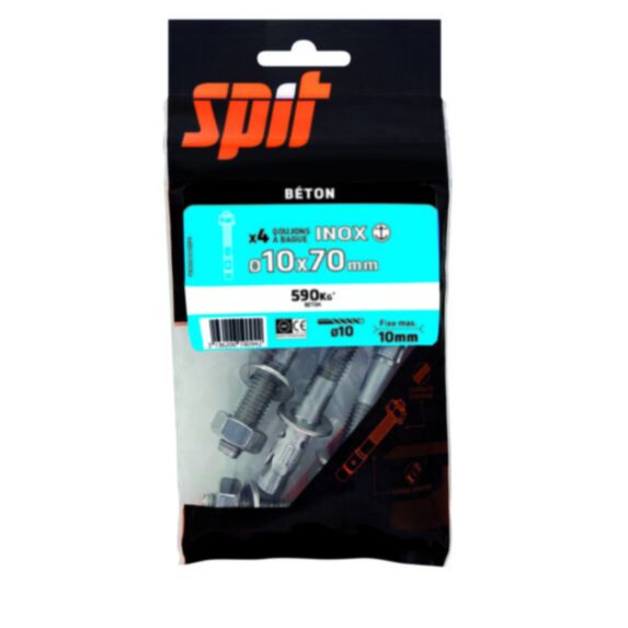 4 goujons à bague Z XTREM Ø10x70mm Inox - SPIT