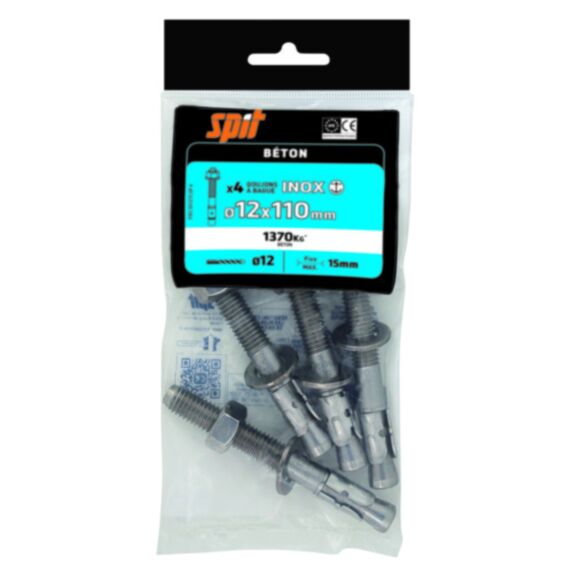 4 goujons à bague Z XTREM Ø12x110mm Inox - SPIT