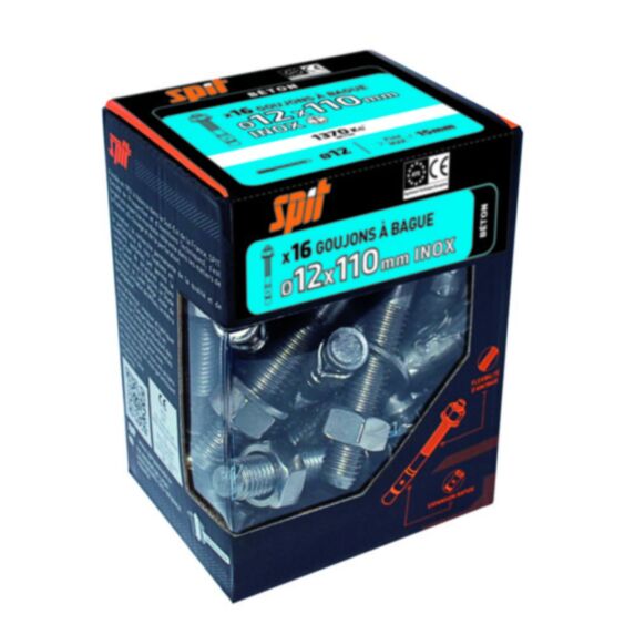 4 goujons à bague Z XTREM Ø12x110mm Inox - SPIT