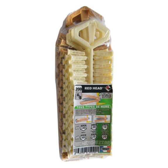 200 Chevilles Grapex Ø6x25mm + Ø8x32mm - RED HEAD