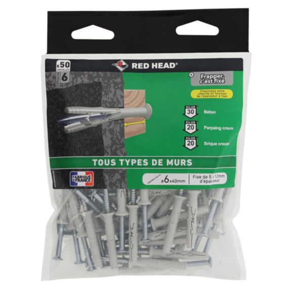 50 Chevilles Frapex M Ø6x40mm - RED HEAD