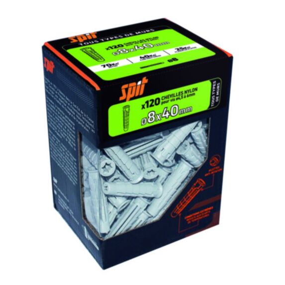 120 chevilles nylon universelles Ø8x40mm - SPIT