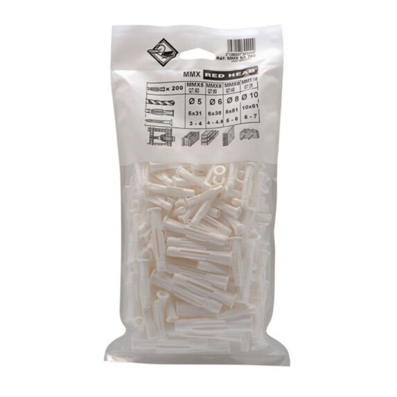 Cheville MMX de Ø5x60mm +Ø6x80mm+Ø8x40mm +Ø10x20mm RED HEAD 