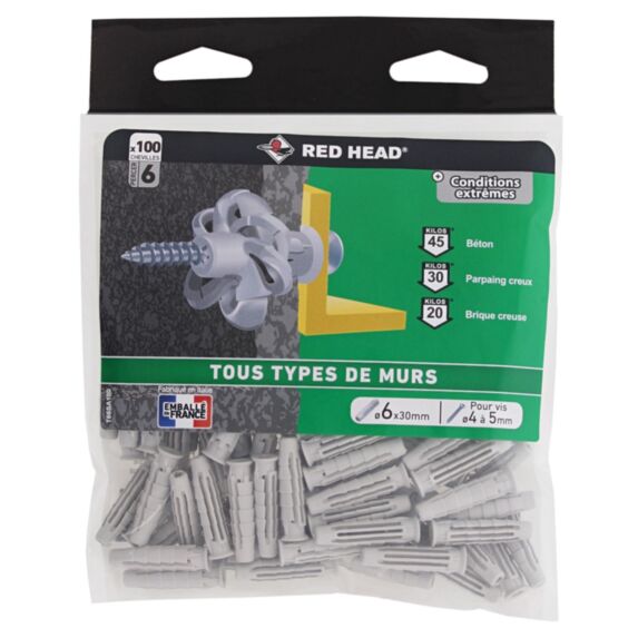 100 chevilles Nordtech Ø6x35mm.