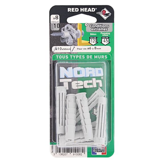 8 Chevilles Nordtech Conditions Extrêmes Ø10x50mm - RED HEAD