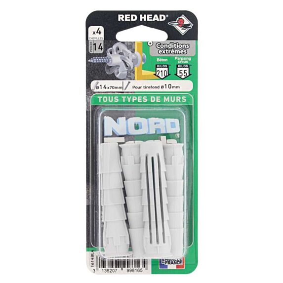 4 Chevilles Nordtech Conditions Extrêmes Ø14x70mm - RED HEAD